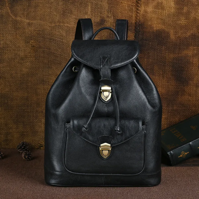 Womens Vintage Leather Backpack Puese Brown Leather Backpack